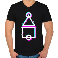 PRINTFASHION Squid Game Logo - Férfi V-nyakú póló - Fekete férfi póló