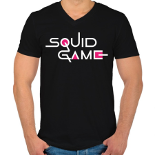 PRINTFASHION Squid Game - Logo - Férfi V-nyakú póló - Fekete férfi póló