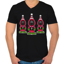 PRINTFASHION Squid Game Manók - Férfi V-nyakú póló - Fekete férfi póló