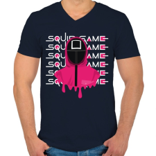 PRINTFASHION SQUID GAME - négyzet - Férfi V-nyakú póló - Sötétkék férfi póló