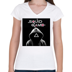 PRINTFASHION Squid Game - Női V-nyakú póló - Fehér