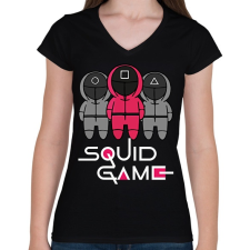 PRINTFASHION Squid Game - Nyerd meg az életed - Női V-nyakú póló - Fekete női póló
