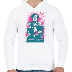 PRINTFASHION SQUID GAME paint - Férfi kapucnis pulóver - Fehér