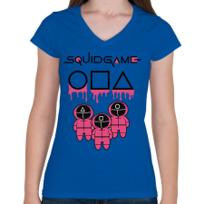 PRINTFASHION Squid Game pink-black - Női V-nyakú póló - Királykék női póló