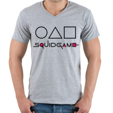 PRINTFASHION SQUID GAME soldiers - Férfi V-nyakú póló - Sport szürke férfi póló