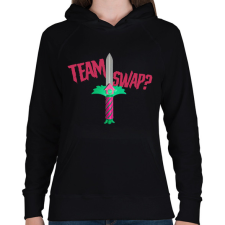 PRINTFASHION Squid game team swap - Női kapucnis pulóver - Fekete női pulóver, kardigán