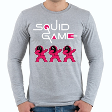PRINTFASHION Squid Game trio dab fehér - Férfi hosszú ujjú póló - Sport szürke férfi póló