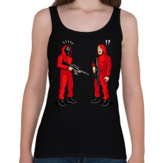 PRINTFASHION Squid game vs. La casa de papel - Női atléta - Fekete