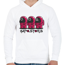 PRINTFASHION Squid games vs Among us - impostors - Férfi kapucnis pulóver - Fehér férfi pulóver, kardigán