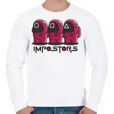 PRINTFASHION Squid games vs Among us - impostors - Férfi pulóver - Fehér férfi pulóver, kardigán