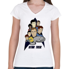 PRINTFASHION Star Trek - Női V-nyakú póló - Fehér női póló
