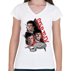 PRINTFASHION Star Trek - Női V-nyakú póló - Fehér