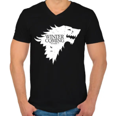 PRINTFASHION Stark - Férfi V-nyakú póló - Fekete