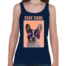PRINTFASHION Stay Cool Frenchie - Női atléta - Sötétkék női trikó