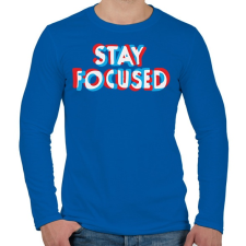 PRINTFASHION Stay focused - Férfi hosszú ujjú póló - Királykék férfi póló