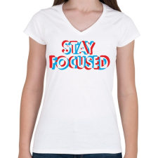 PRINTFASHION Stay focused - Női V-nyakú póló - Fehér női póló
