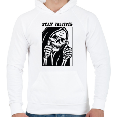 PRINTFASHION Stay positive - Férfi kapucnis pulóver - Fehér