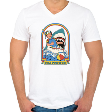 PRINTFASHION Stay positive! - Shark - Férfi V-nyakú póló - Fehér férfi póló