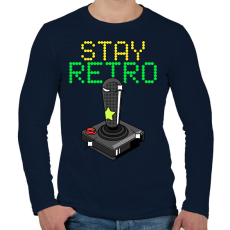 PRINTFASHION Stay retro joystick - Férfi hosszú ujjú póló - Sötétkék