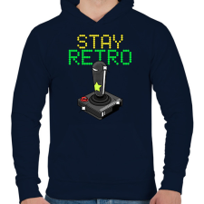 PRINTFASHION Stay retro joystick - Férfi kapucnis pulóver - Sötétkék férfi pulóver, kardigán