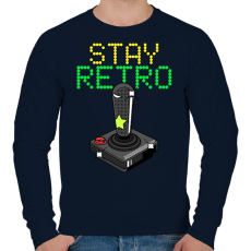 PRINTFASHION Stay retro joystick - Férfi pulóver - Sötétkék