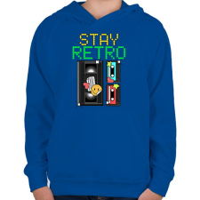 PRINTFASHION Stay retro kazetta - Gyerek kapucnis pulóver - Királykék gyerek pulóver, kardigán