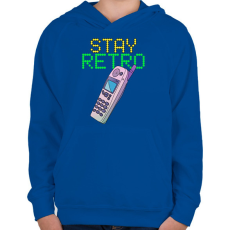 PRINTFASHION Stay retro Nokia - Gyerek kapucnis pulóver - Királykék