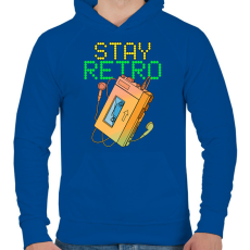 PRINTFASHION Stay retro walkman - Férfi kapucnis pulóver - Királykék