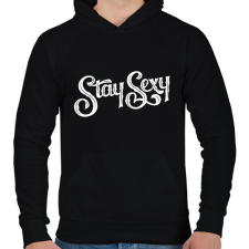 PRINTFASHION Stay Sexy - Férfi kapucnis pulóver - Fekete férfi pulóver, kardigán