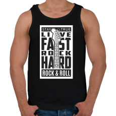 PRINTFASHION Stay true, Live fast, Rock hard, Rock & Roll - fekete - Férfi atléta - Fekete