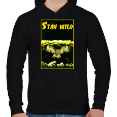 PRINTFASHION stay wild - Férfi kapucnis pulóver - Fekete