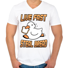 PRINTFASHION Steal bread - Férfi V-nyakú póló - Fehér férfi póló