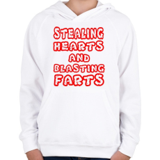 PRINTFASHION Stealing Hearths - Gyerek kapucnis pulóver - Fehér