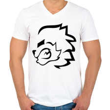 PRINTFASHION stencil oroszlán - Férfi V-nyakú póló - Fehér férfi póló