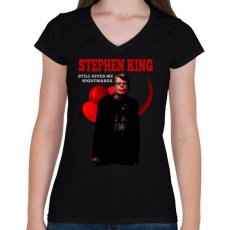 PRINTFASHION STEPHEN KING-COLOR - Női V-nyakú póló - Fekete