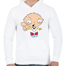 PRINTFASHION Stewie - Férfi kapucnis pulóver - Fehér