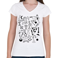 PRINTFASHION Stick nd poke - Női V-nyakú póló - Fehér