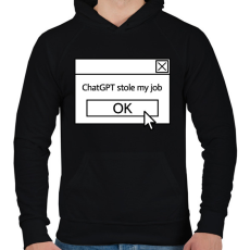 PRINTFASHION Stole my job - Férfi kapucnis pulóver - Fekete