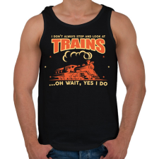 PRINTFASHION Stop and look at trains - Férfi atléta - Fekete atléta, trikó