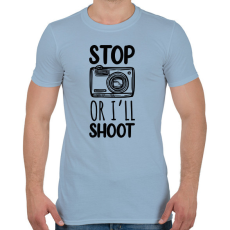 PRINTFASHION Stop or I'll shoot - Férfi póló - Világoskék