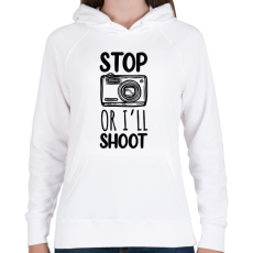 PRINTFASHION Stop or I'll shoot - Női kapucnis pulóver - Fehér