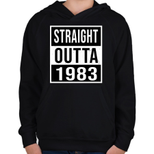 PRINTFASHION Straight Outta 1983 - Gyerek kapucnis pulóver - Fekete gyerek pulóver, kardigán