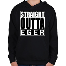 PRINTFASHION Straight Outta Eger - Gyerek kapucnis pulóver - Fekete gyerek pulóver, kardigán