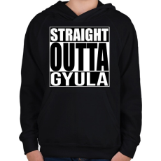 PRINTFASHION Straight Outta Gyula - Gyerek kapucnis pulóver - Fekete
