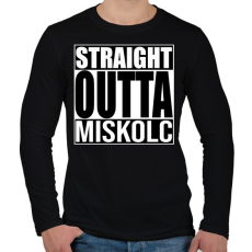PRINTFASHION Straight Outta Miskolc - Férfi hosszú ujjú póló - Fekete