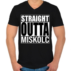 PRINTFASHION Straight Outta Miskolc - Férfi V-nyakú póló - Fekete