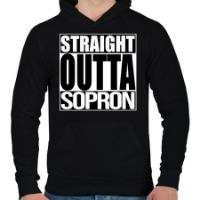 PRINTFASHION Straight Outta Sopron - Férfi kapucnis pulóver - Fekete férfi pulóver, kardigán