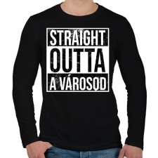 PRINTFASHION STRAIGHT OUTTA VÁROSOD - Férfi hosszú ujjú póló - Fekete férfi póló