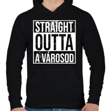 PRINTFASHION STRAIGHT OUTTA VÁROSOD - Férfi kapucnis pulóver - Fekete férfi pulóver, kardigán