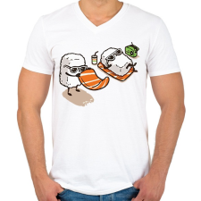 PRINTFASHION Strand sushi - Férfi V-nyakú póló - Fehér férfi póló